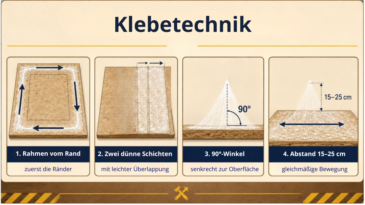 Richtiger Abstand und Winkel Klebetechnik 90 Grad Winkel und Abstand